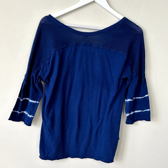 We the Free People Varsity Top Size S Blue Pullover Jersey Tee Relaxed Oversized - Picture 4 of 6